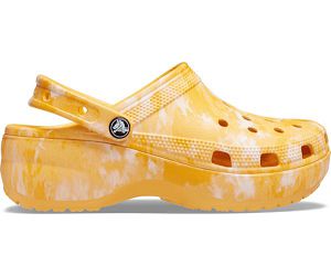 Crocs Classic Platform Graphic Træsko Dame Gul Hvide | 79DVMCSJQ