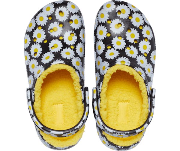 Crocs Classic Forede Vacay Vibes Fuzz Herre Sort Gul Hvide | 13INWPLAS