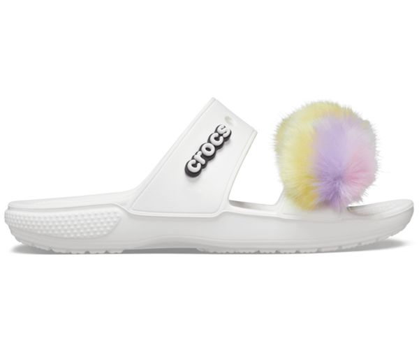 Crocs Classic Fur Sure Sandaler Dame Hvide | 15CVJHRMW