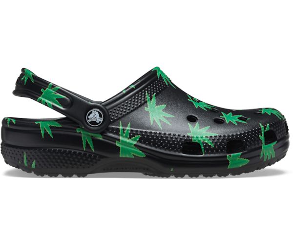Crocs Classic Hemp Leaf Træsko Dame Sort Grøn | 15VNJYHLG