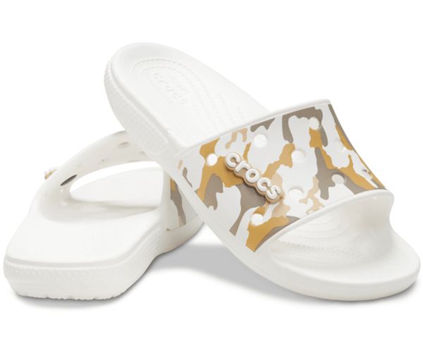 Crocs Classic Printed Camo Badesandaler Herre Hvide Brune | 38RZOEJFY