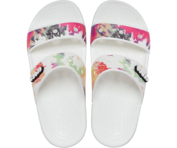 Crocs Classic Tie-Dye Graphic Sandaler Dame Hvide | 71BTMULVO