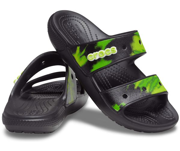 Crocs Classic Tie-Dye Graphic Sandaler Herre Sort Grøn | 70OZXTIMP