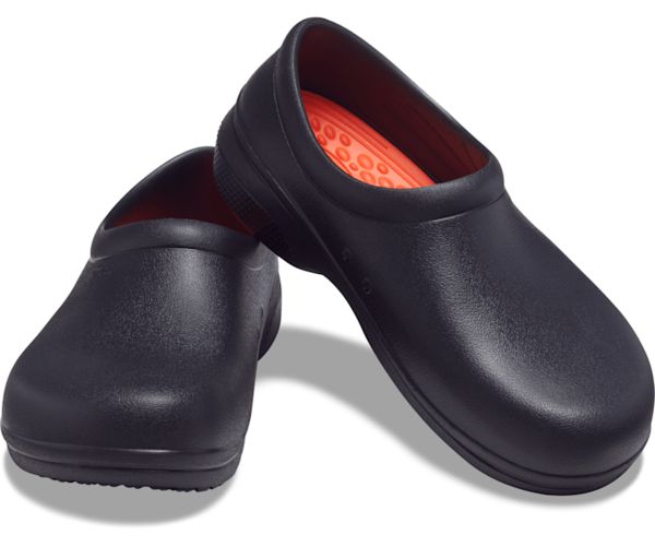 Crocs On-The-Clock LiteRide™ Slip-On Sko Dame Sort Orange | 98DKQHLZA