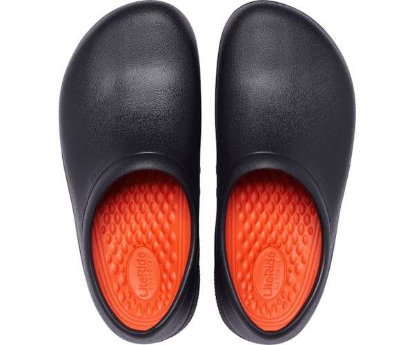 Crocs On-The-Clock LiteRide™ Slip-On Sko Dame Sort Orange | 98DKQHLZA